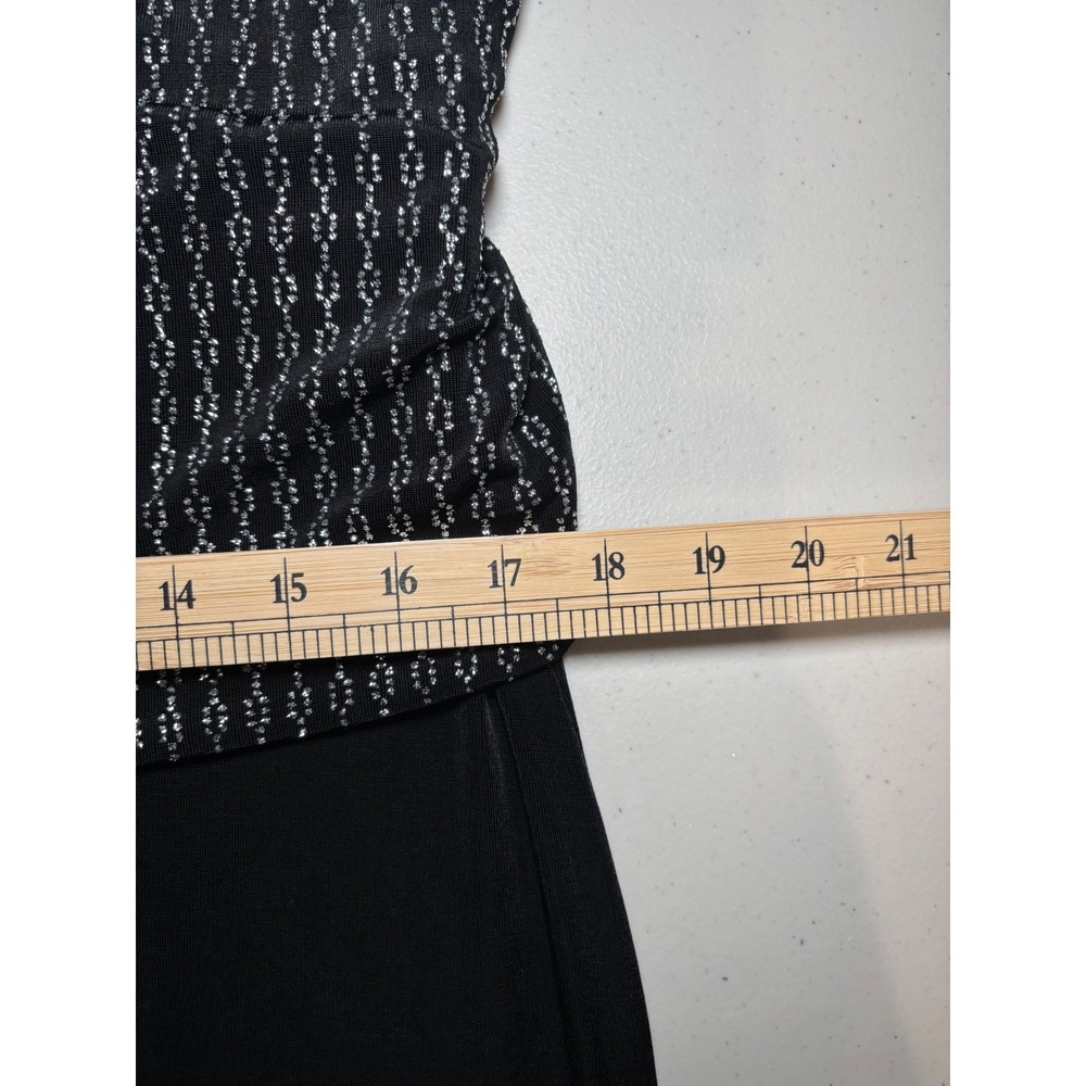 Alex Evenings Beaded Formal Gown Size 12 Black Silver‎ Spaghetti Strap Maxi - Picture 11 of 13